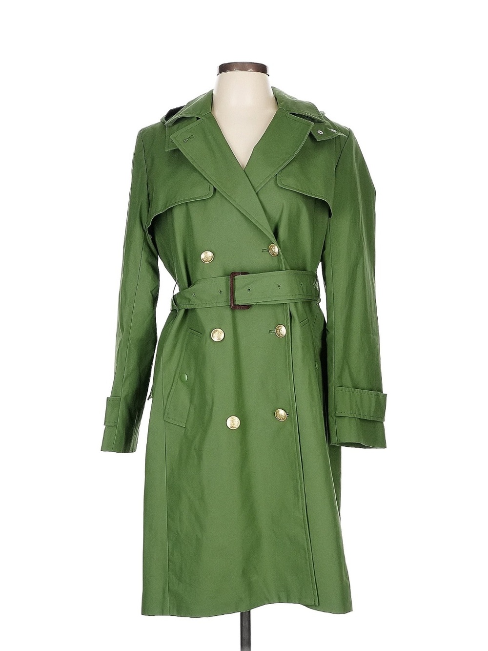 J. Crew Kelly/Olive Green Double-Breasted Trench Coat with Belt